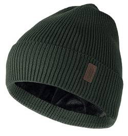 Wmcaps Beanie Mütze, Herren Winter Warme Unisex Wintermütze Strickmütze Dehnbare Weiche Wollmütze mit Bündchen und Dickem Warmem Futter Geschenk für Freundin männer Frauen (Armeegrün) von Wmcaps