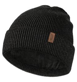 Wmcaps Beanie Mütze, Herren Winter Warme Unisex Wintermütze Strickmütze Dehnbare Weiche Wollmütze mit Bündchen und Dickem Warmem Futter Geschenk für Freundin männer Frauen (Dunkelgrau) von Wmcaps