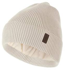 Wmcaps Beanie Mütze, Herren Winter Warme Unisex Wintermütze Strickmütze Dehnbare Weiche Wollmütze mit Bündchen und Dickem Warmem Futter Geschenk für Freundin männer Frauen (Weiß) von Wmcaps