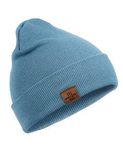 Wmcaps Classics Mütze Herren Damen, Unisex Wintermütze Beanie Leatherpatch Strickmütze, One Size, Geschenke für Männer Frauen (Blau) von Wmcaps