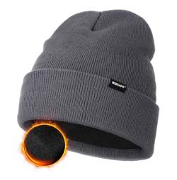 Wmcaps Klassische Mütze Herren Damen, Warm Fleece Wintermütze Strickmütze Winter Warme, Weich Stretchy, Atmungsaktiv Unisex Beanie Geschenke Männer Frauen, Neues Grau von Wmcaps