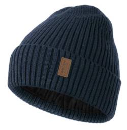 Wmcaps Mütze Herren Winter, Thermo Strickmützen für Herren, Warme Fleece Laufmütze Beanie Damen Herrenmütze Winter, Winddichte Wintermütze Männer Unisex-Mütze(Marineblau) von Wmcaps