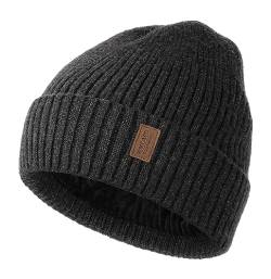 Wmcaps Mütze Herren Winter, Thermo Strickmützen für Herren, Warme Fleece Laufmütze Beanie Damen Herrenmütze Winter, Winddichte Wintermütze Männer Unisex-Mütze (Dunkelgrau) von Wmcaps