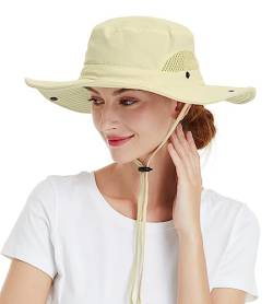 Wmcaps Sonnenhut Herren, Outdoor Safari Hut Damen, Breite Krempe Sommerhut Herren, Faltbar Wanderhut, Boonie Hat Sonnenschutz Hut Buschhut Anglerhut Gartenhut（Beige） von Wmcaps