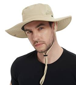 Wmcaps Sonnenhut Herren, Outdoor Safari Hut Damen, Breite Krempe Sommerhut Herren, Faltbar Wanderhut, Boonie Hat Sonnenschutz Hut Buschhut Anglerhut Gartenhut（Khaki） von Wmcaps