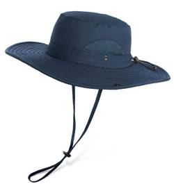 Wmcaps Sonnenhut Herren, Outdoor Safari Hut Damen, Breite Krempe Sommerhut Herren, Faltbar Wanderhut, Boonie Hat Sonnenschutz Hut Buschhut Anglerhut Gartenhut（Marineblau） von Wmcaps