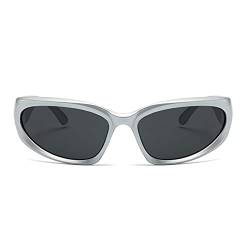 Neue Y2K Sport Punk Sonnenbrille Frauen Marke Designer UV400 Brillen Luxus Brille Quadrat Goggle Bunte Sonne Mode Spiegel B4G8, silber, Einheitsgröße von Wmool
