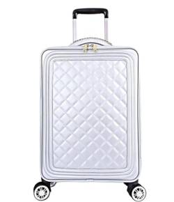 Gepäck Reisegepäck, Weiches, Aufrechtes, Robustes Gepäck Mit 4 Spinnerrädern Für Damen Trolley-Koffer (Color : White, Size : 16in) von Wnota