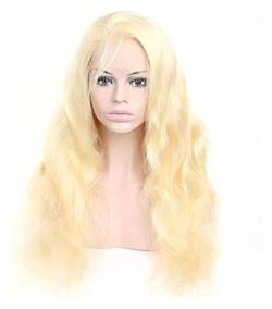 Perücke Blonde Perücken Für Frauen, Lange Gewellte Perücke, Menschliches Haar, Blonde Perücke, Langes Lockiges, Gewelltes Haar, Mittelteil Damenperücke von Wnota