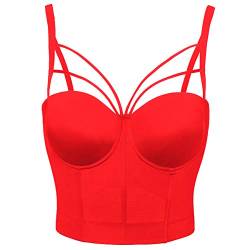 Woboren Damen Frauen BH Feste Weste Atmungsaktiv Push Up Sport-BH Der läuft Lässig Tank (Rot, L) von Woboren