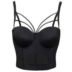 Woboren Damen Frauen BH Feste Weste Atmungsaktiv Push Up Sport-BH Der läuft Lässig Tank (Schwarz, L) von Woboren