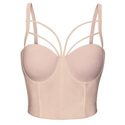 Woboren Damen Frauen BH Feste Weste Atmungsaktiv Push Up Sport-BH Der läuft Lässig Tank Beige L von Woboren