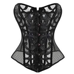 Woboren Damen Schwarz Weiß Body Shaper Mesh Vollbrust Corsage Top Übergrößen (Schwarz, S) von Woboren