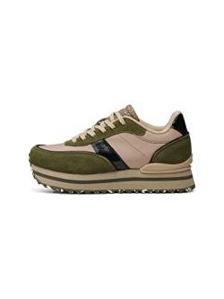 Woden Damen Sneakers Nellie II Metallic Plateau, Coffee Cream/Dark Olive, 38 von Woden