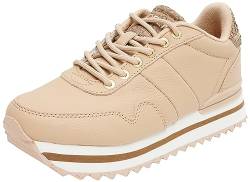 Woden Damen Sneakers Nora III Full Leather Plateau, Coffee Cream, 36 von Woden