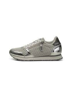 Woden Damen Ydun Metallic Zipper Sneakers Größe 37,049 Sea Fog Grey von Woden