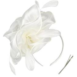 Woedpez TeaParty Fascinator Stirnband Französische Haarspange für Frauen Organza Blume Kopfschmuck Elegant Kirche Stirnband Haarspange Elegante Haarnadel Haarschmuck von Woedpez