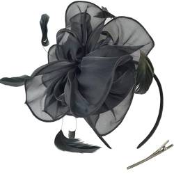 Woedpez TeaParty Fascinator Stirnband Französische Haarspange für Frauen Organza Blume Kopfschmuck Elegant Kirche Stirnband Haarspange Elegante Haarnadel Haarschmuck von Woedpez