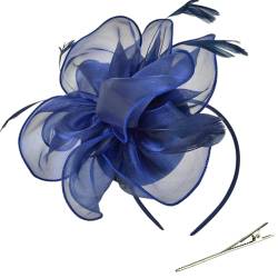 Woedpez TeaParty Fascinator Stirnband Französische Haarspange für Frauen Organza Blume Kopfschmuck Elegante Kirche Stirnband Haarspange Elegante Haarnadel Haarschmuck von Woedpez