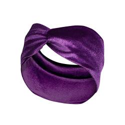 Haarband Damen, Stirnbänder Damen Frauen Haarreifen Breite Boho Blumendruck Leopard Knot, Breite Stirnbänder für Frauen, geknotete, rutschfeste, modische Haarbänder (7#Purple) von Woetwoat