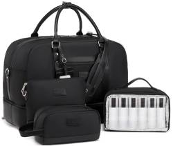 Wogarl Weekender Taschen für Damen, große Segeltuch-Übernachtungstasche, Reisetasche, Schwarz-FH, Tragetasche von Wogarl