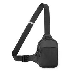 Sling Chest Umhängetasche, wasserdichte Umhängetasche mit verstellbarem Schultergurt, Sling Bag Herren Kleiner Sling Schulterrucksack für Reisen, Wandern, Laufen (Schwarz) von Wohlstand