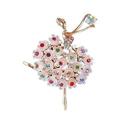 Wohlstand 1xVintage Style Strass Kristall Brosche Pin Damen Brosche Kreative Ballett Mädchen Legierung Broschen Kleidung Dekoration Damen Brosche Schmuck Zubehör Mantel Hemd Deko Brooch von Wohlstand