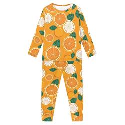 Woisttop 3-16 Jahre Kinder Pyjama Set Bequeme Langarm Winter/Frühling Kleidung Gemütlich Zweiteiliges Pjs Lounge Set, Orange / gemustert, 13-14 Jahre von Woisttop