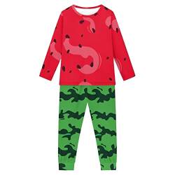 Woisttop 3-16 Jahre Kinder Pyjama Set Bequeme Langarm Winter/Frühling Kleidung Gemütlich Zweiteiliges Pjs Lounge Set, wassermelone, 13-14 Jahre von Woisttop