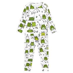 Woisttop Kinder 3–16 Jahre Pyjama-Set für Mädchen und Jungen, weiche, gemütliche Nachtwäsche, bequeme Loungewear-Outfit, Winter-Nachtwäsche, Lustiger Frosch, 11-12 Jahre von Woisttop