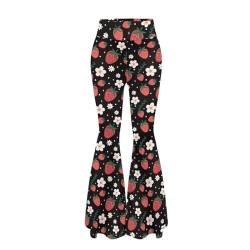 Woisttop Leggings für Frauen mit ausgestellter Hose, ausgestellte Yogahose, hohe Taille, Bauchkontrolle, athletisches Workout, Fitnessstudio, Erdbeerblume, M von Woisttop