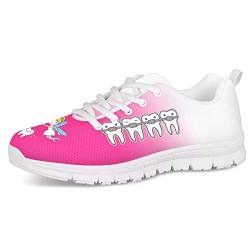 Woisttop Zähne Mädchen Design Mode Trainer für Frauen Schnüren Air Mesh Lightweight Go Easy Walking Sneakers von Woisttop