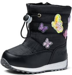 Mädchen Schneestiefel | wärme Winterboots mit Reißverschluss | gefütterte Winterschuhe | rutschfest Stiefel | Snowboot/Winterstiefel (Schwarz, EU Schuhgrößensystem, Kleinkind, Numerisch, M, 23) von Wojtyłko