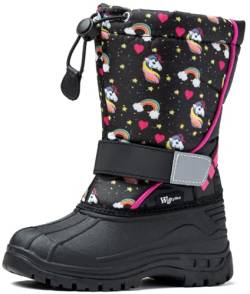 Mädchen wasserdicht Winterstiefel | warme Schneestiefel | Schneeschuhe | gefütterte Kinderschuhe | rutschfeste Winterboots/Snowboots (Schwarz, EU Schuhgrößensystem, Kleinkind, Numerisch, M, 31) von Wojtyłko