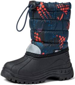 Unisex Kinder Winterschuhe | wasserdicht Schneestiefel Jungen Mädchen | Schneeschuh | warme Winterstiefel | gefütterte Winter-Bootie (Navy Blau, EU Schuhgrößensystem, Kleinkind, Numerisch, M, 26) von Wojtyłko