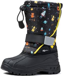 Wojtyłko Jungen wasserdicht Winterstiefel | warme Schneestiefel | gefütterte Kinderschuhe | rutschfeste Winterboots/Snowboots (Schwarz, EU Schuhgrößensystem, Jugendliche, Numerisch, M, 35) von Wojtyłko