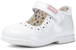 Wojtyłko Klettverschluss-Ballerinas hübsche Mary Jane Halbschuhe für Mädchen bequem mit Lederinnensohle (Weiß, eu_Footwear_Size_System, Toddler, Numeric, medium, Numeric_20) von Wojtyłko