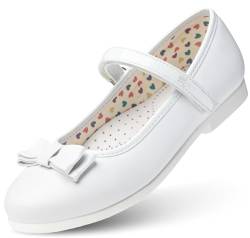 Wojtyłko Mary Jane Mädchen mit Klettverschluss | Ballerinas für Prinzessin | Kommunionschuhe | Riemchenballerina mit Lederinnensohle (Weiß, EU Schuhgrößensystem, Kleinkind, Numerisch, M, 31) von Wojtyłko