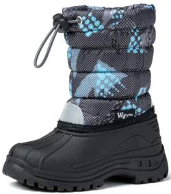 Wojtyłko Unisex Kinder Winterschuhe | wasserdicht Schneestiefel Jungen Mädchen | Schneeschuh | warme Winterstiefel | gefütterte Winter-Bootie (Grau, EU Schuhgrößensystem, Kleinkind, Numerisch, M, 26) von Wojtyłko