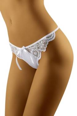 Wolbar Dame String Spitze Bund Unterwäsche Unterhose Sexy Schelife Bequem Geblümt WB470, Weiß,S von Wol-Bar