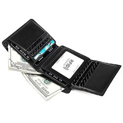 WolFum RFID-Herren-Geldbörse aus Leder – dünne Anti-Diebstahl-Bürste, vertikaler Absatz, Kartentasche, Kurze Geldklammer für Herren (Farbe: 3er-Pack, Größe von WolFum