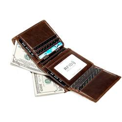 WolFum RFID-Herren-Geldbörse aus Leder – dünne Anti-Diebstahl-Bürste, vertikaler Absatz, Kartentasche, Kurze Geldklammer für Herren (Farbe: Argento, Größe von WolFum