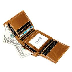WolFum RFID-Herren-Geldbörse aus Leder – dünne Anti-Diebstahl-Bürste, vertikaler Absatz, Kartentasche, Kurze Geldklammer für Herren (Farbe: D, Größe von WolFum