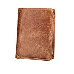 WolFum Schlanke Mini-Geldbörse mit Vordertasche, minimalistisches Portemonnaie, Bifold-Geldbörse aus echtem Leder (Farbe: D) von WolFum