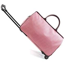WolFum ZHANGQIANG Damen-Reisetaschen, Damen-Handgepäck mit Rollen, Trolley-Wochenend-Geldbörse (Farbe: farbige Streifen, Größe: groß). Doppelter Komfort von WolFum