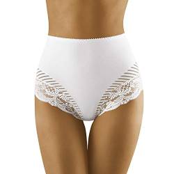 Wolbar Dame Slip Unterhose Netz Streifen Musterlos Unterwäsche WB436, Weiß,L von Wolbar