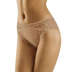 Wolbar Dame Slip Unterhose Spitze Gemmustert Unterwäsche WB433, Beige,XL von Wolbar