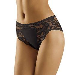 Wolbar Dame Slip Unterhose Spitze Gemmustert Unterwäsche WB433, Schwarz,XL von Wolbar