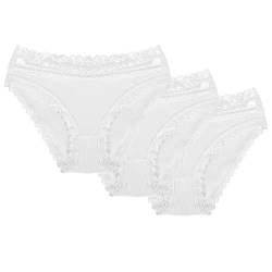 Wolbar Damen Mini-Slip 3-Er Pack Spitze Klassisch Elegant Sinnlich WB158, Weiß,L von Wolbar