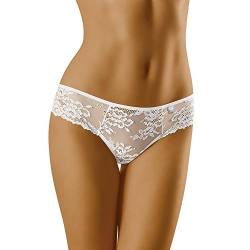 Wolbar Damen Sexy Tanga-Strings Spitze Miederslip Slips Mit Tiefer Hüftlinie 3516, Weiß,S von Wolbar